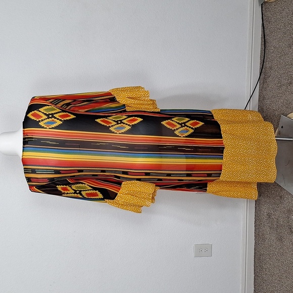 Multicolor Striped Bohemian Boho Hippie Bell Sleeve Kimono Duster Size L/XL - Picture 7 of 13
